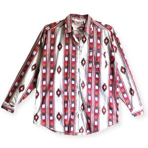 Vintage Pennylane Colorful Southwestern Aztec Button Down Shirt - Size: L